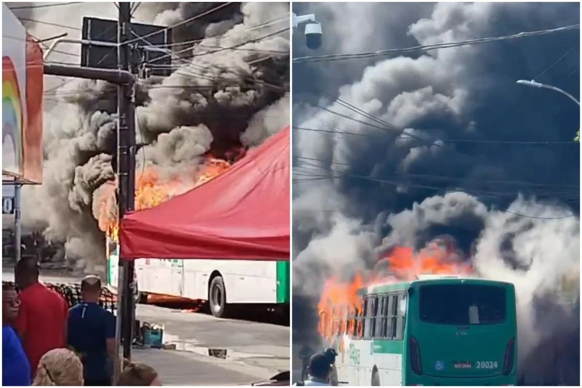 Ônibus foi incendiado Crédito: Reprodução